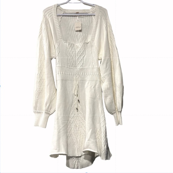 Free People Emmaline Mini Sweater Dress White Size Large - Picture 4 of 11